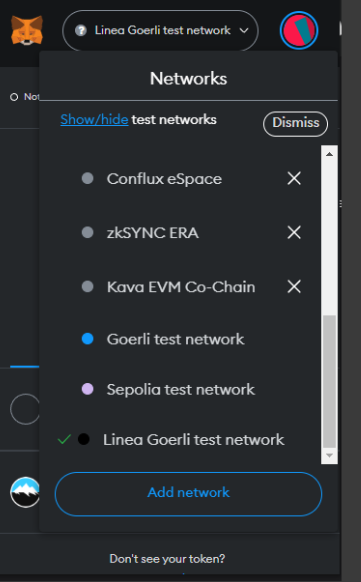 Metamask Linea testnet